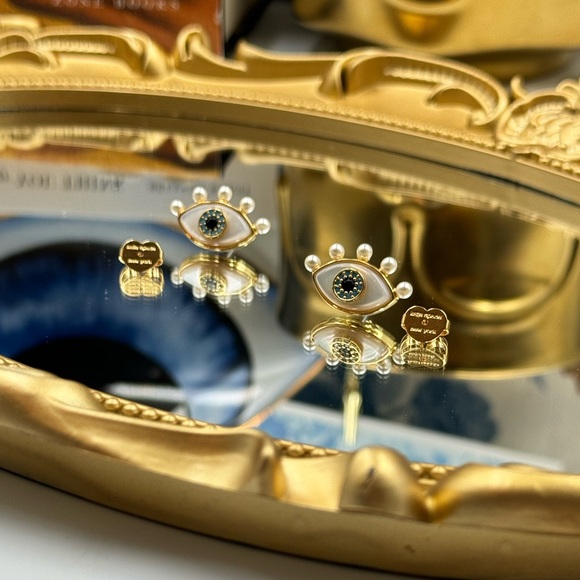 🆕 KATE SPADE 🧿 NWT Evil Eye Statement Studs - Crystal & Pearl - Picture 8 of 15
